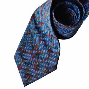 Christian Dior Monsieur‎ Silk Blue Green Burgundy Pattern Necktie Mens Tie Italy